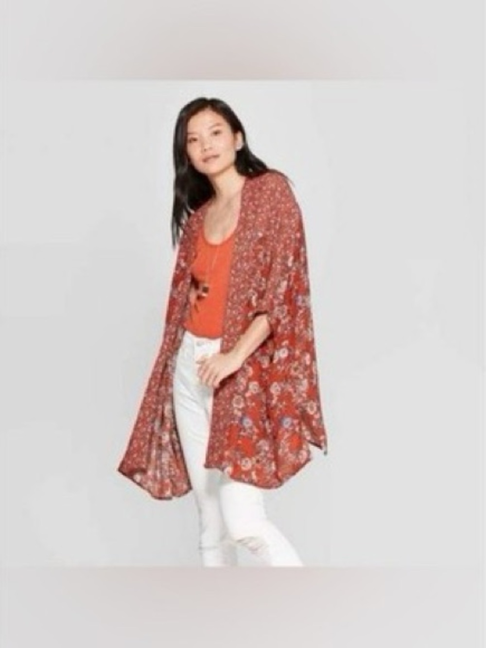 Knox Rose Cinnabar Floral Kimono